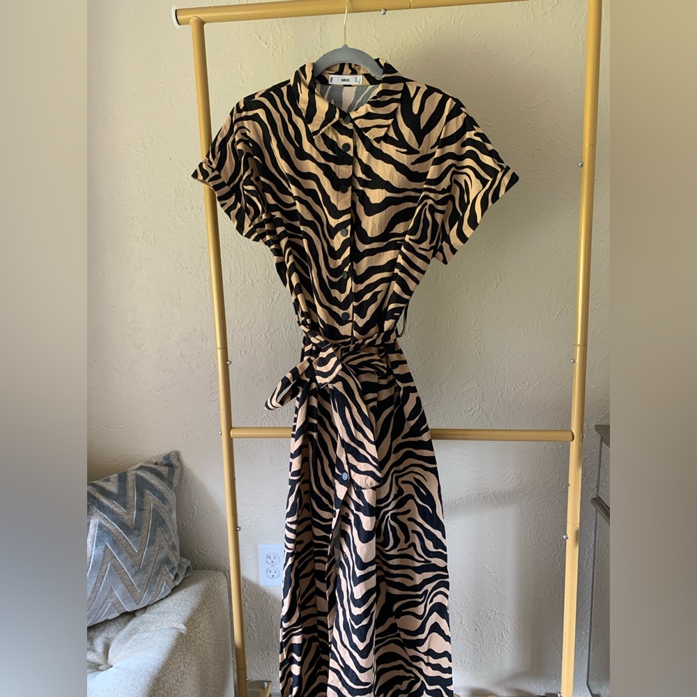 Mango like new zebra print midi dress